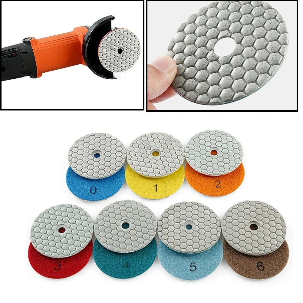 1pc Diamond Polishing Pad Dry Use Types Flexible Resin Sanding Discs For Marble Granite Quartzite Glass Stone Polishing