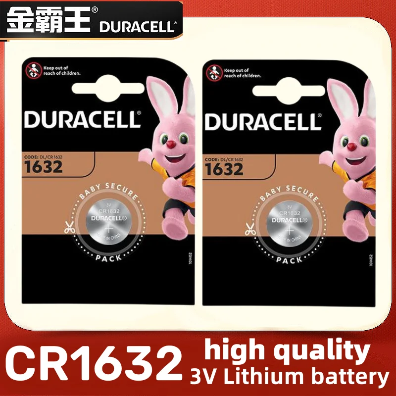 2 Pcs Duracell CR1632 1632 Car Remote Batteries