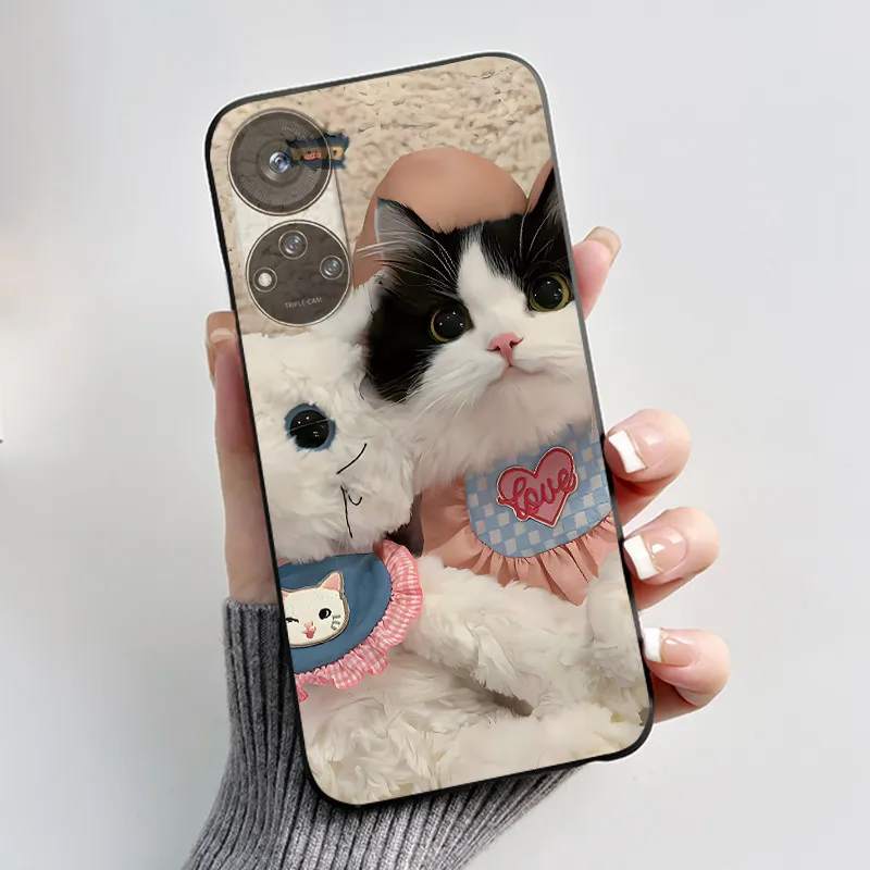 Cute Cartoon Soft Silicone Protective Phone Case - Black