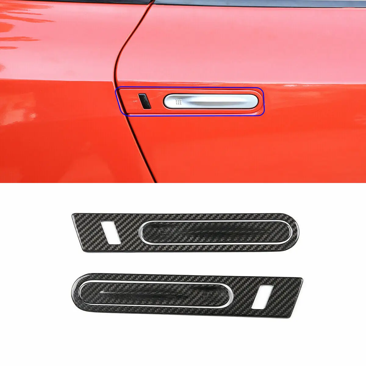 RealCarbonFiberCarOuterDoorHandleCoverProtectionStickerTrim
