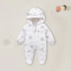 AYNIGIELL 0-12M Cartoon Newborn Bodysuit Warm RompersSoft Newborn Baby Clothes Flannel Autumn Winter Baby Boys Girls Jumpsuit 3