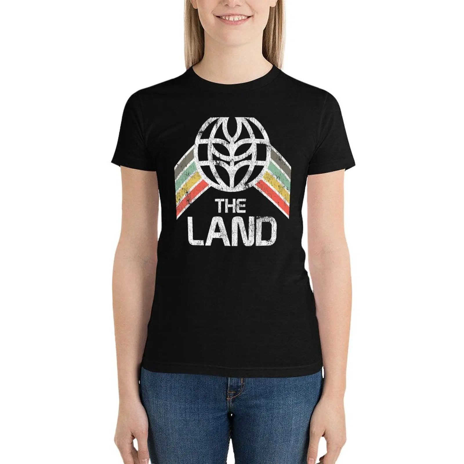 

The Land Logo Distressed in Vintage Retro Style T-Shirt graphics korean fashion vintage clothes cropped t shirts for Women