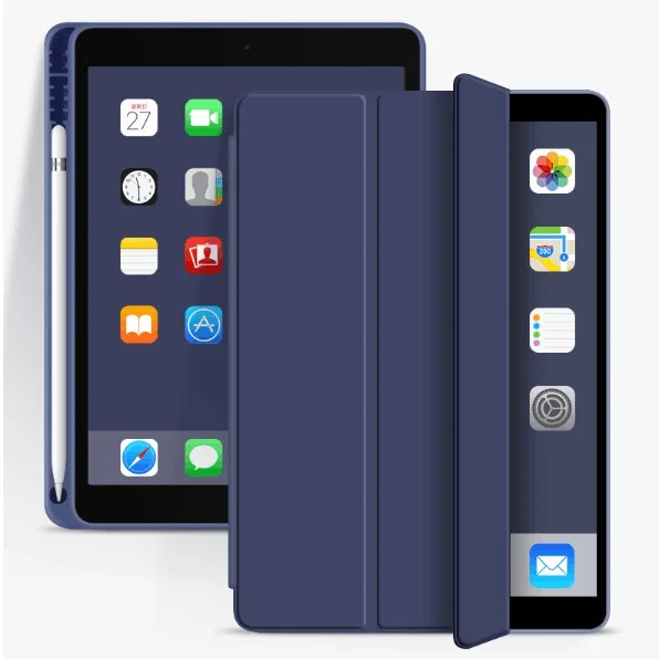 Case For 2021 iPad 10.2 7 8 9th 2018 2017 9.7 5th 6th Mini 5 2021 Pro 11 10.5 Air 3 4 Smart Cover With Pencil Holder Generation Dark Blue