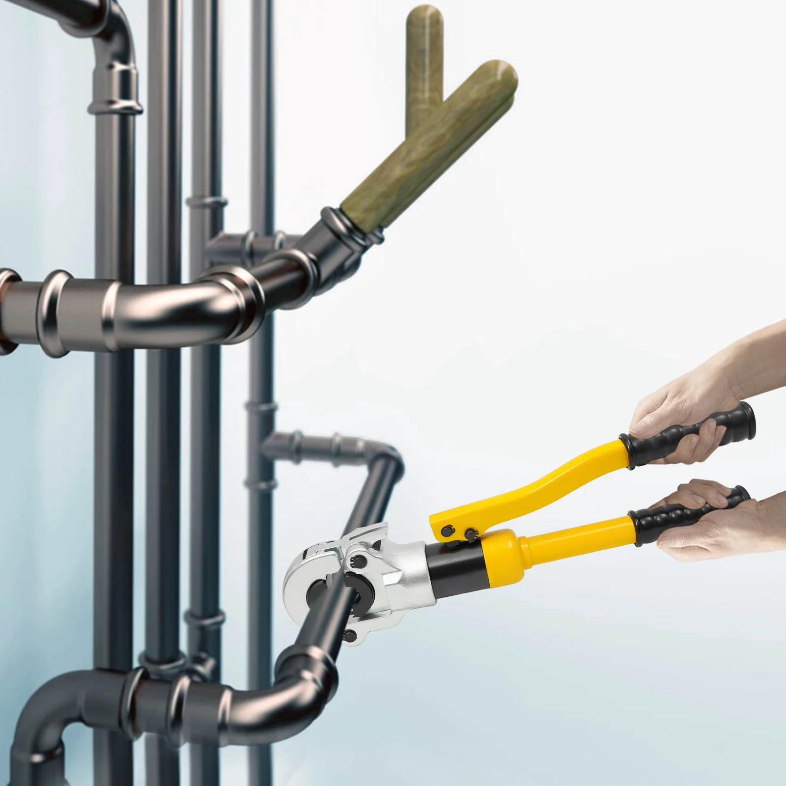 Pince à pression pour tuyaux hydrauliques de 8 tonnes, outil de sertissage de tubes de type TH avec matrices 16, 20, 25, 32 mm pour tuyaux en aluminium-plastique et PEX