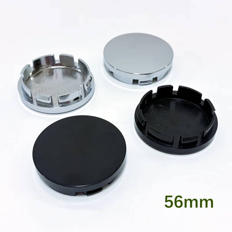Universal Black Chrome Silver Blank Base Rim Cap Set - 4 Pieces