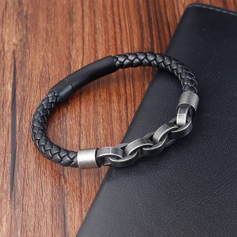 Leather Bracelet Infinity Shape Special Popular Pattern Men's Bracelet for Men Stainless Steel Jewelry Accessories Gift - Image 4