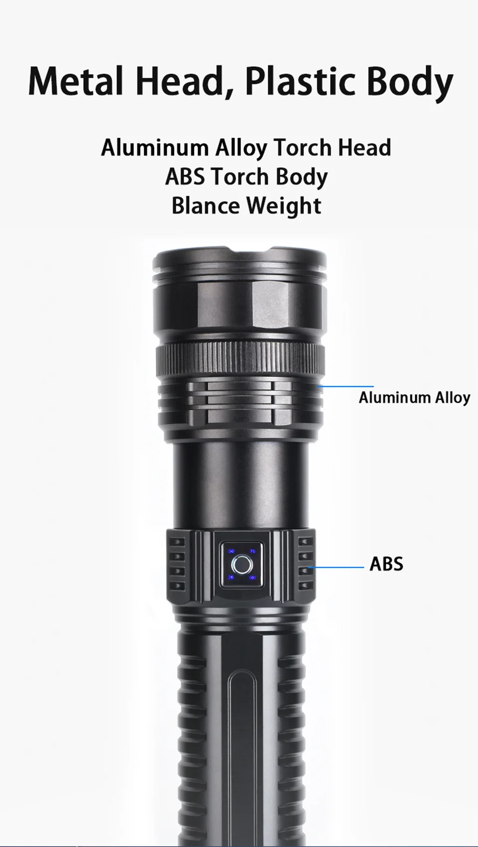 Description Picture 6 of itemHigh Power Spotlight Long Range LED Flashlight  Built In 18650 Battery Type-C Charging Lantern Tactical Torch for Fishing