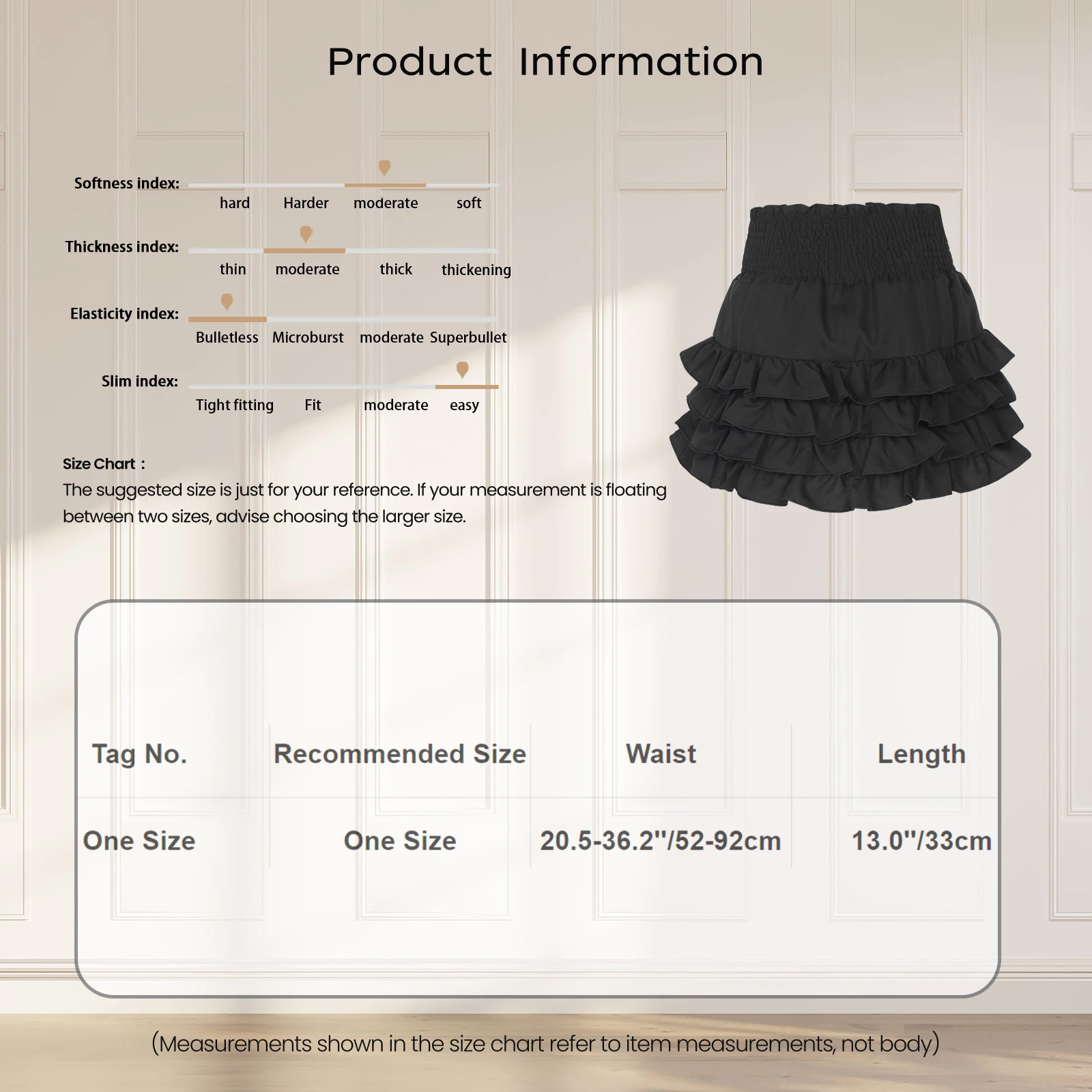 Womens Lovely Tiered Ruffles Skirt Casual Sold Color High Waist Wide Elastic Waistband Frilly Skirts Built-In Shorts Miniskirt
