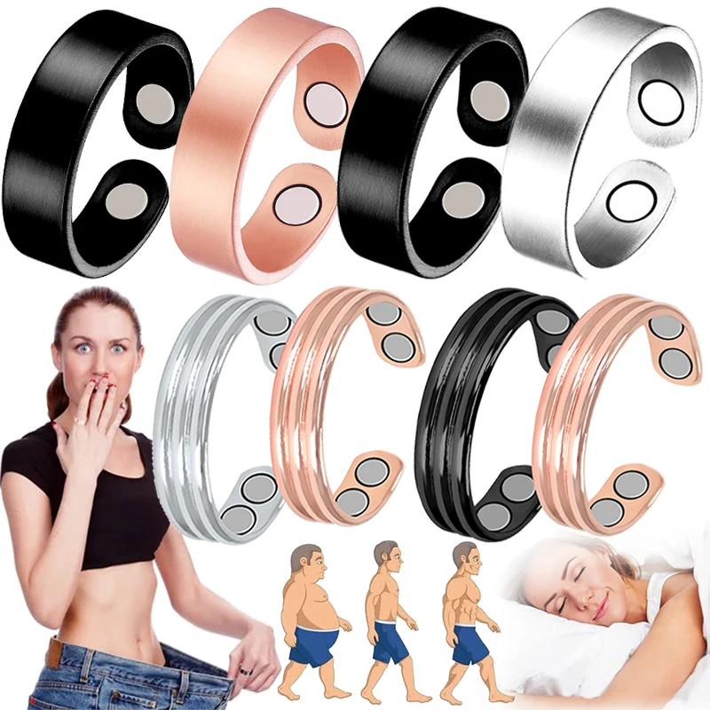 Magnetic Anxiety Relief Rings - 4PCS Adjustable Rings For Migraine & Fatigue, Women Men
