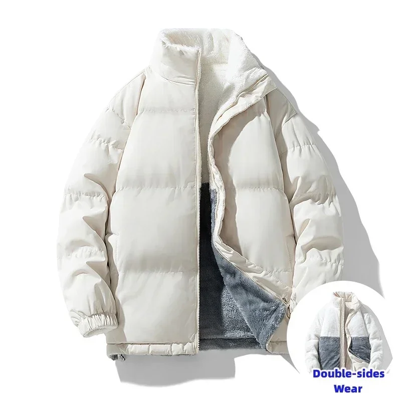 Men's Winter Parkas Double Sides Wear Warmer Windbreaker Couple Cotton-padded Coat Outerwear Quality Down Jackets Plus Size 5XL