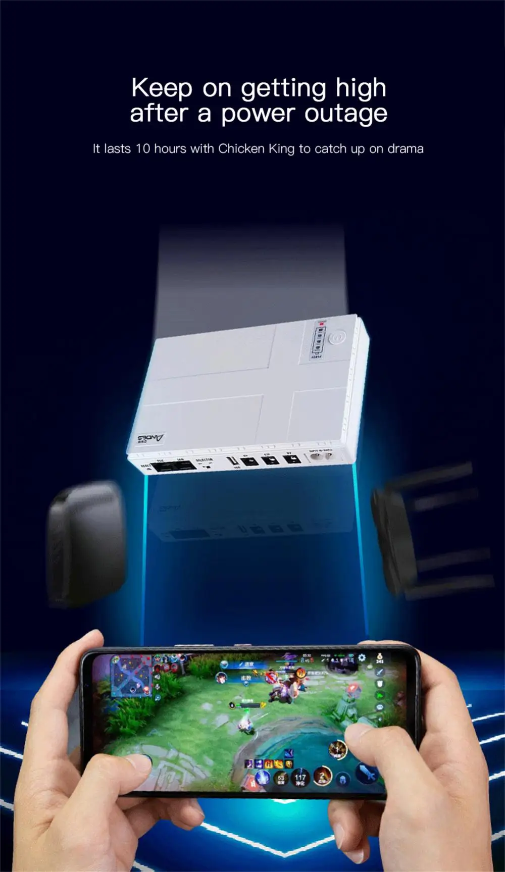 Description Picture 6 of itemMini Uninterruptible DC Backup Power Supply 1018P Capacity 10400/8800mAh UPS Router Optical Modem Built-in Adapter 5-12V EU Plug