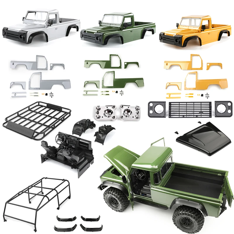 Simulazione Metallo 324Mm Interasse 2 Porte Pickup Truck Body Shell Per 1/10 Rc Crawler Car Traxxas Trx4 Defender Rd110 Accessori