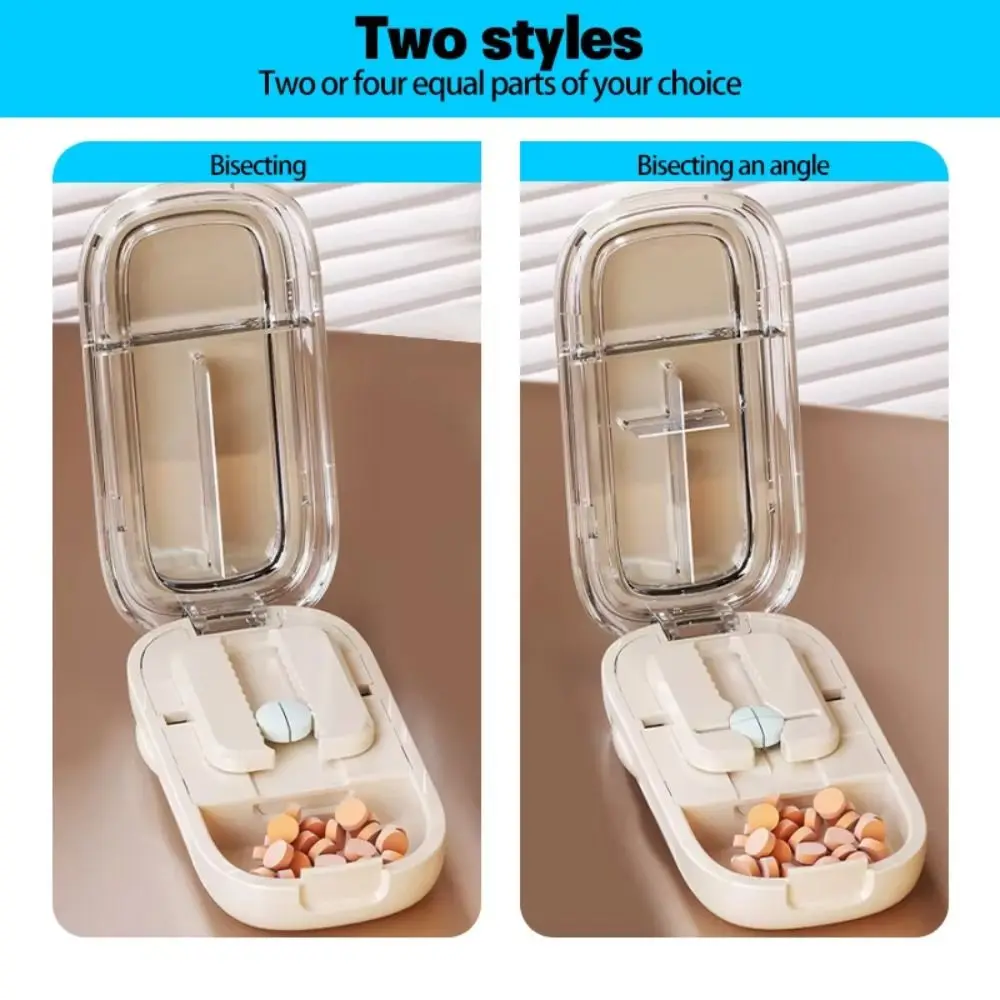 Drug Tablet Quartering Pill Divider Dustproof Divider Organizer Crusher Divider Pill Divider Storage Box