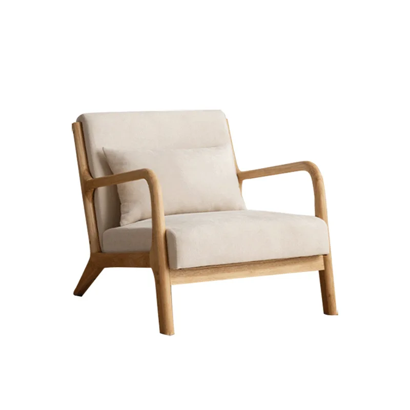 

MG36 single person sofa luxury ins wind solid wood seats modern minimalist fabric sofa balcony living room bedroom Hugh