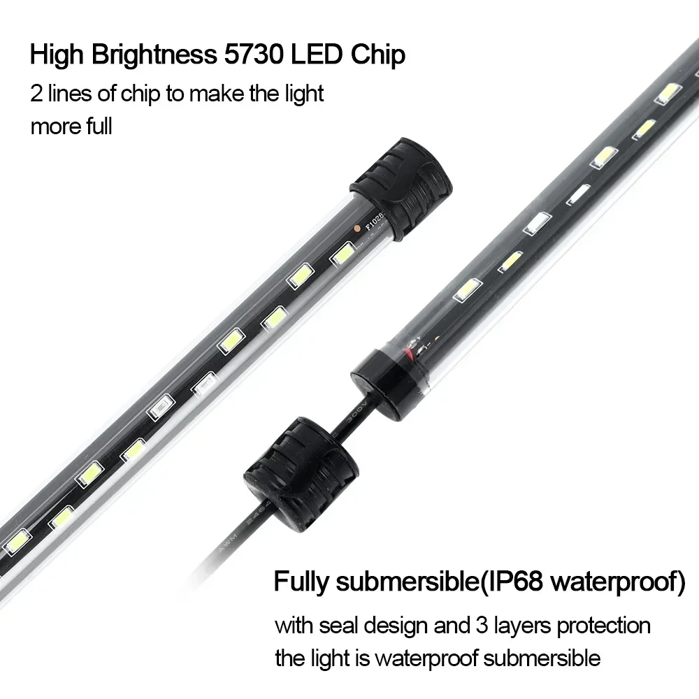 LED Aquarium Light Waterproof Fish Tank Light Aquatic Plant Submersible Underwater Clip Lamp Aquatic Decor