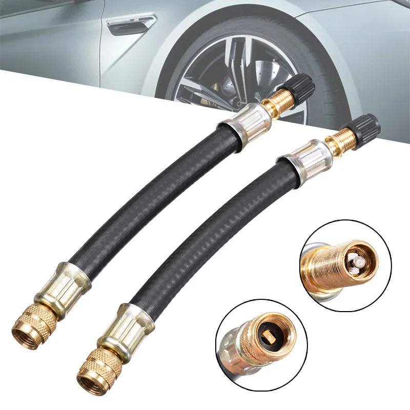 Flexible Rubber Tyre Valve Extension 210mm Twin Wheel Lorry Van Bus Adapter Car Bike Accessories 1/4Pcs