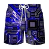 3D Printing Electronic Chip Short Pants Men Summer Beach Shorts Cool Street Circuit Board Graphic Swimsuit Gym Surf Swim Trunks 4