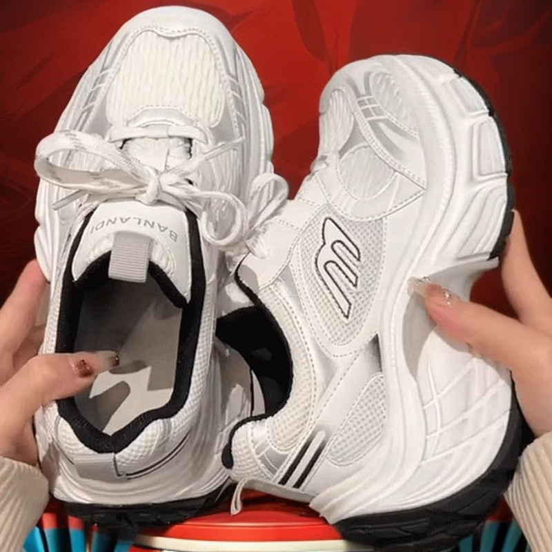 Women Thick-soled Little White Shoes 2025 Spring and Autumn Versatile Dad Shoes Lightweight Non-slip Sports Shoes Women