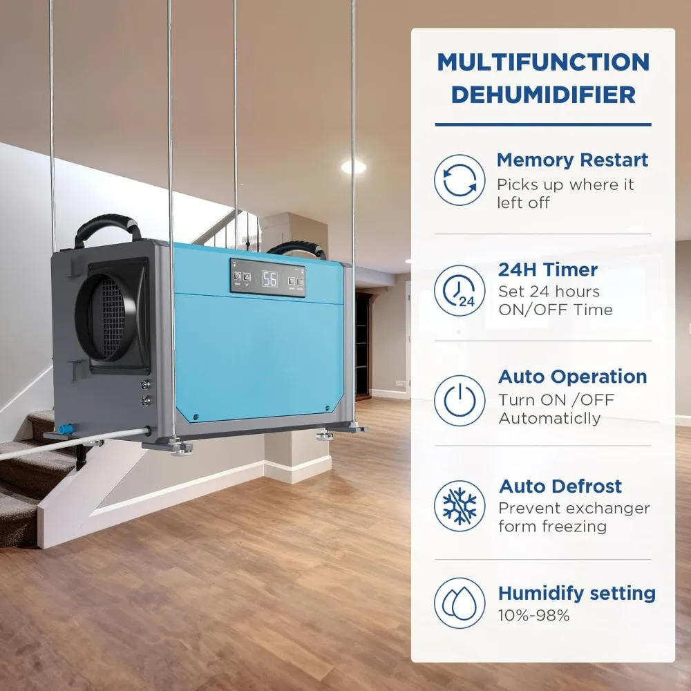 113 Pints Dehumidifiers for Basements,Crawl Space Dehumidifier with Drain Hose, Commercial Dehumidifier for Large Room