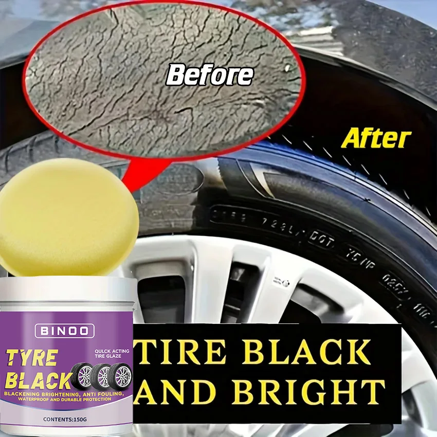 Tire Blackening Coating Wax-Hydrating Luster and Protection, Anti-Aging Tire Care Coating with Sponge Applicator