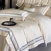 GRADIENT 100% Egyptian Cotton Luxury Embroidery Hotel Style Soft Bedding Set Duvet Cover Bed Sheet Fitted Sheet Pillowcases 4Pcs 4