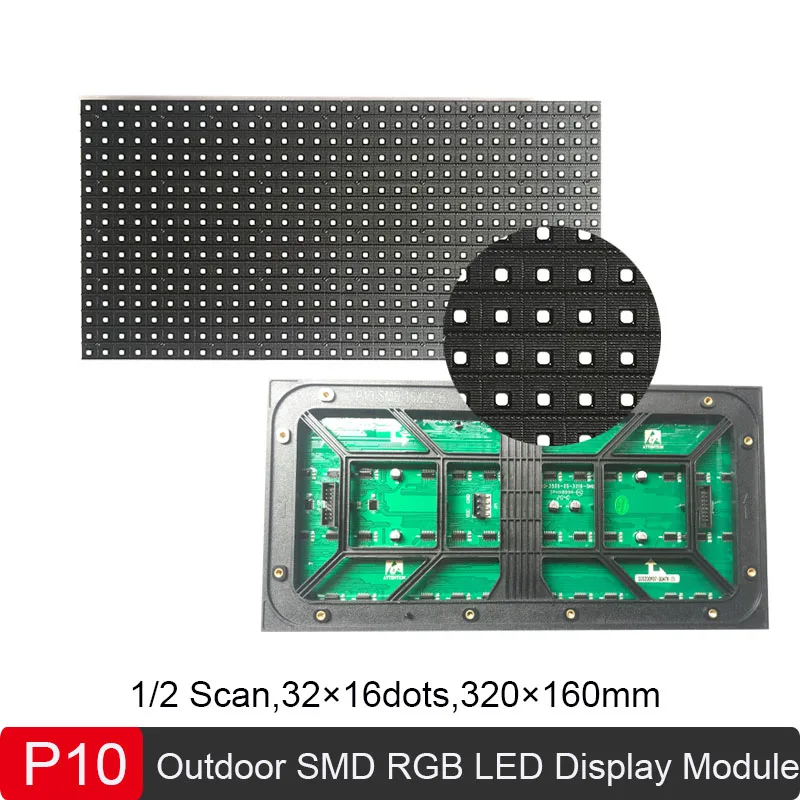 

P10 Outdoor RGB LED Screen Module 320*160mm 1/2Scan SMD3535 LED Advertisement 32*16dot LED Panel Outdoor waterproof IP65