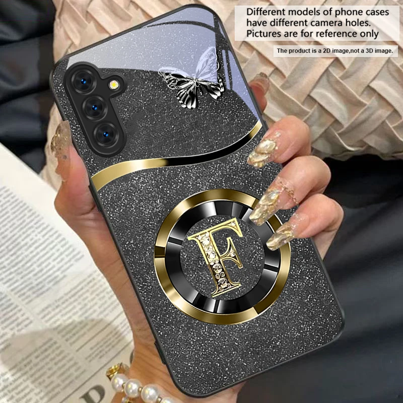 Gold Letter A Badge Glass Phone Case