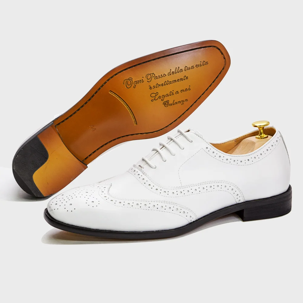 Luxury Brand Designer Mens White Wedding Dress Shoes Genuine