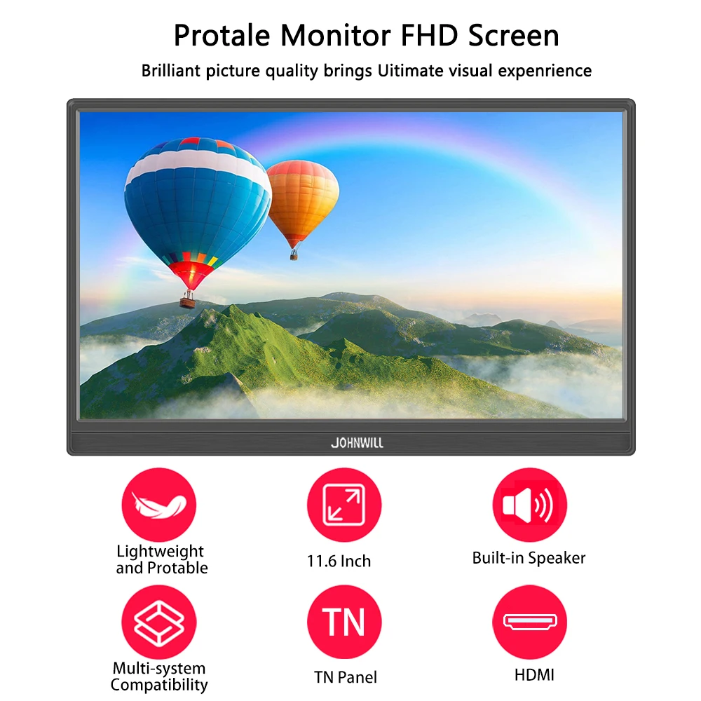 PC Gamer 11.6 inch 1366x768 Portable Monitor Secondary Display HDMI-compatible Type-c For PS4/PS5 Switch Xbox Loptap Screen