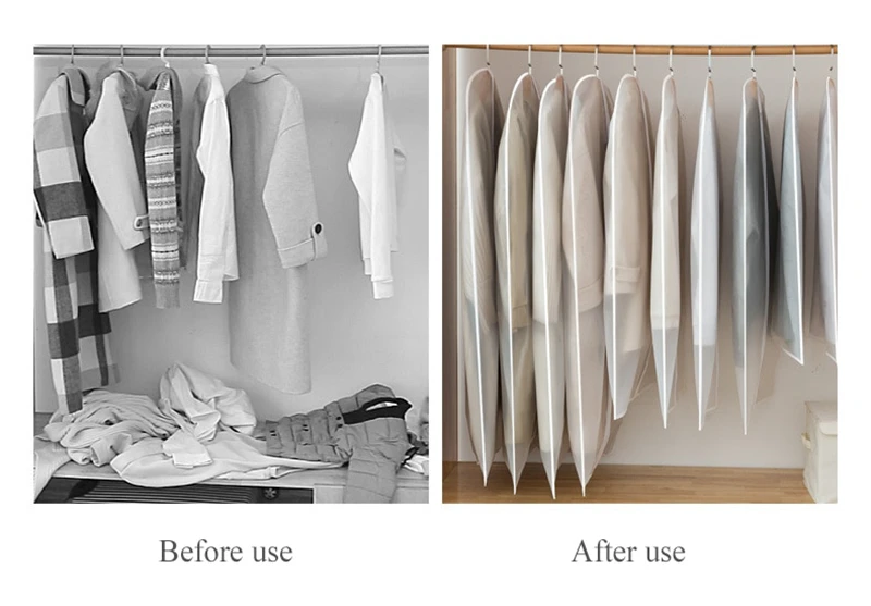 Description Picture 5 of itemClothes Hanging Dust Cover Wedding Dress Cover Suit Coat Storage Bag Transparent Fully Enclosed Clothes Cover With Zipper