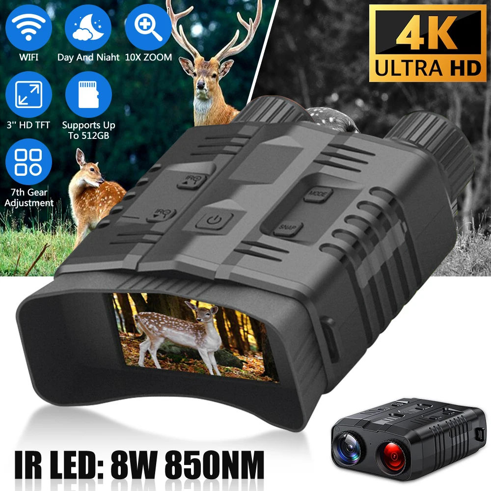 

WiFi Infrared Camera Night Vision Digital Binoculars Device 4K 1080P 3W Infrared Night Vision Goggles Recorder Full Dark 300m