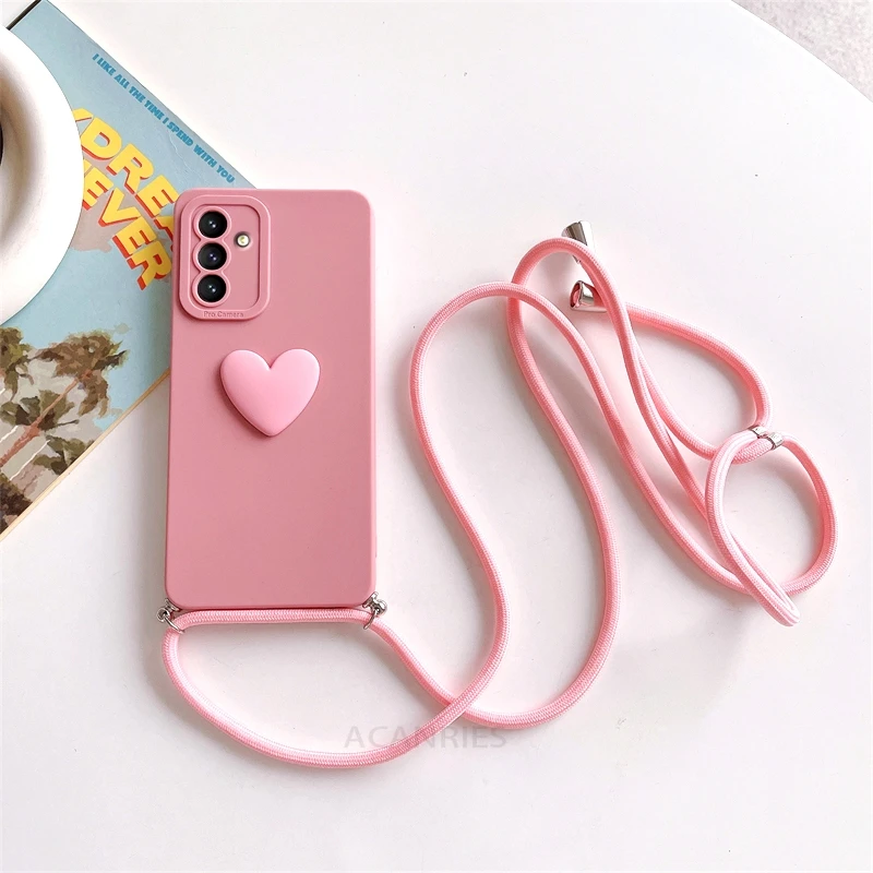 Crossbody Lanyard Love Heart Silicone Phone Case with Cord