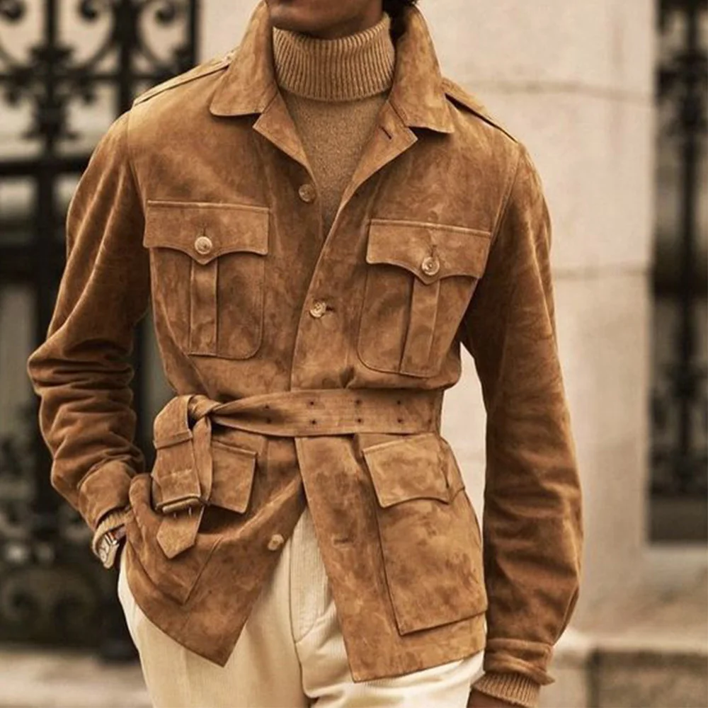 Men Suits Jackets Men's Jacket Suede Hunting Steam Punk Fabric Winter Jacket