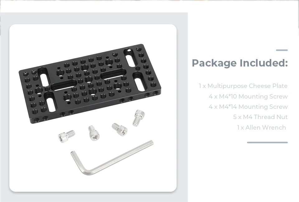 Multi-Purpose Mounting Cheese Plate with ARRI Accessory Mounts Quick Release Bas