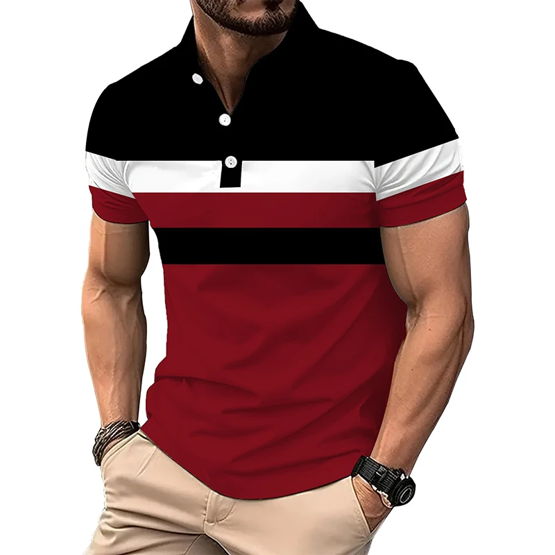 Summer Striped 3D Printed Polo Shirts Men's Fashion Streetwear Oversized Button Lapel Short Sleeve Shirt Tees Tops Man Clothing 16 S0cc216fd32a94eb5905afe5d66c4cd20K