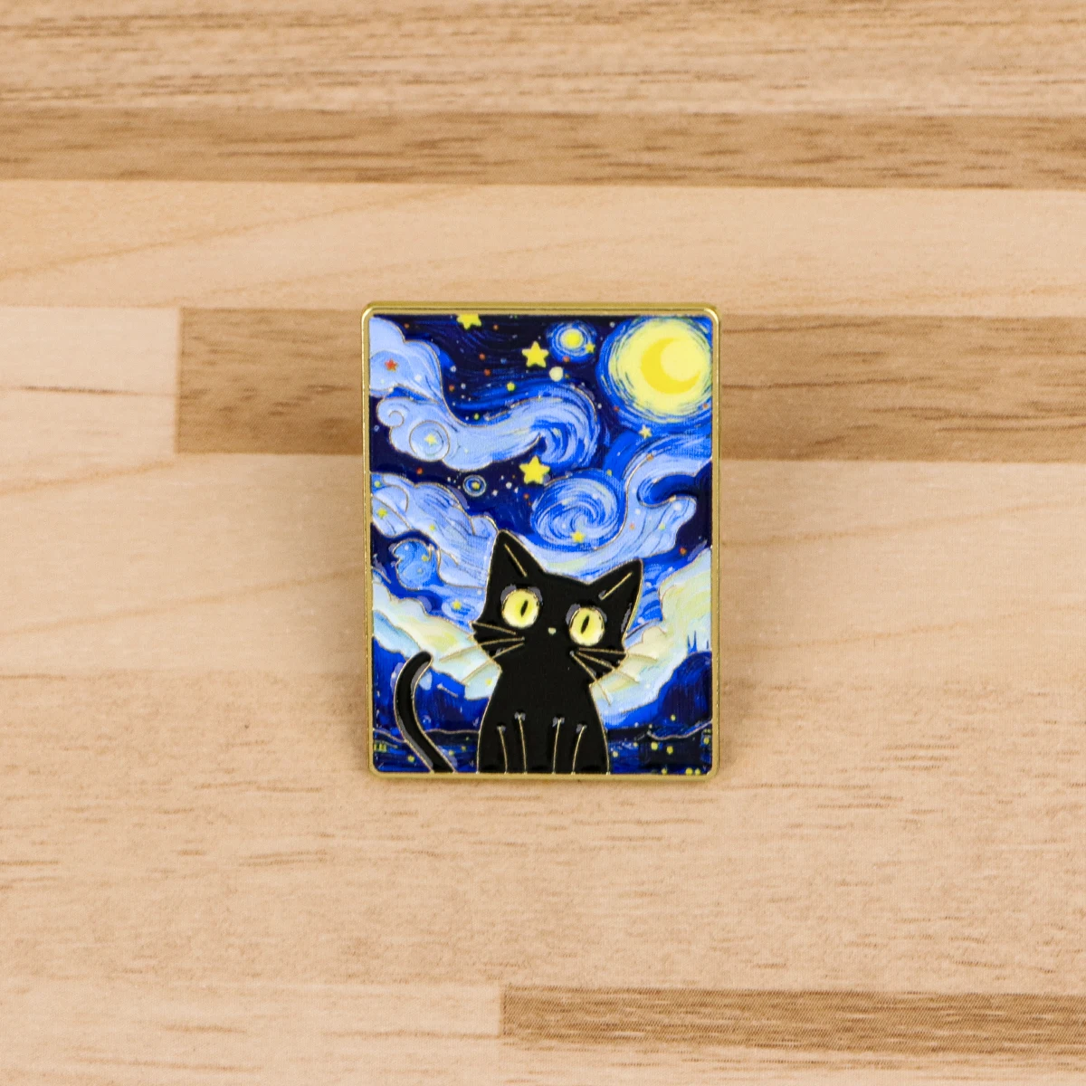 Starry Night Cat Enamel Pin - Cute Animal Brooch for Clothing Accessories & Fashion Jewelry Gifts