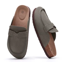 Smile – Mules en cuir pour femmes, pantoufles, sabots en daim avec sangle réglable, semelle intérieure en liège, chaussures d'extérieur confortables pour pommes de terre unisexes 5