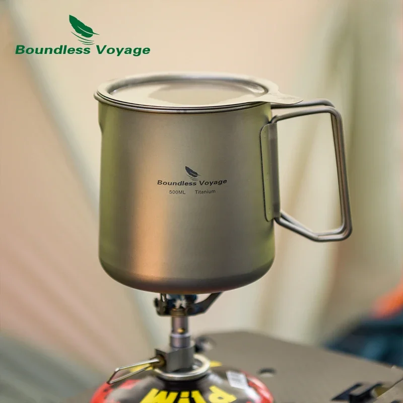 Boundless Voyage 500ml Titanium Teapot Cup Set with Filter Single Layer Coffee Tea Maker Drinking Mug Portable Cookware Teaware