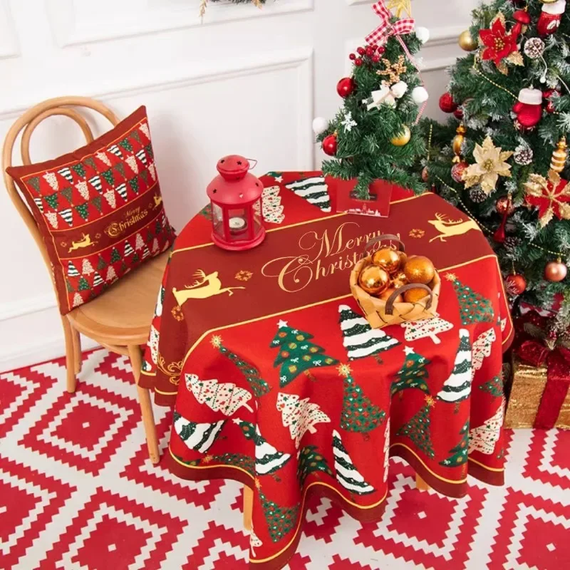 

2023 Рождественская Декоративная скатерть, новый год, красная Праздничная скатерть для домашней гостиной, обеденного стола, устойчивая к пятнам