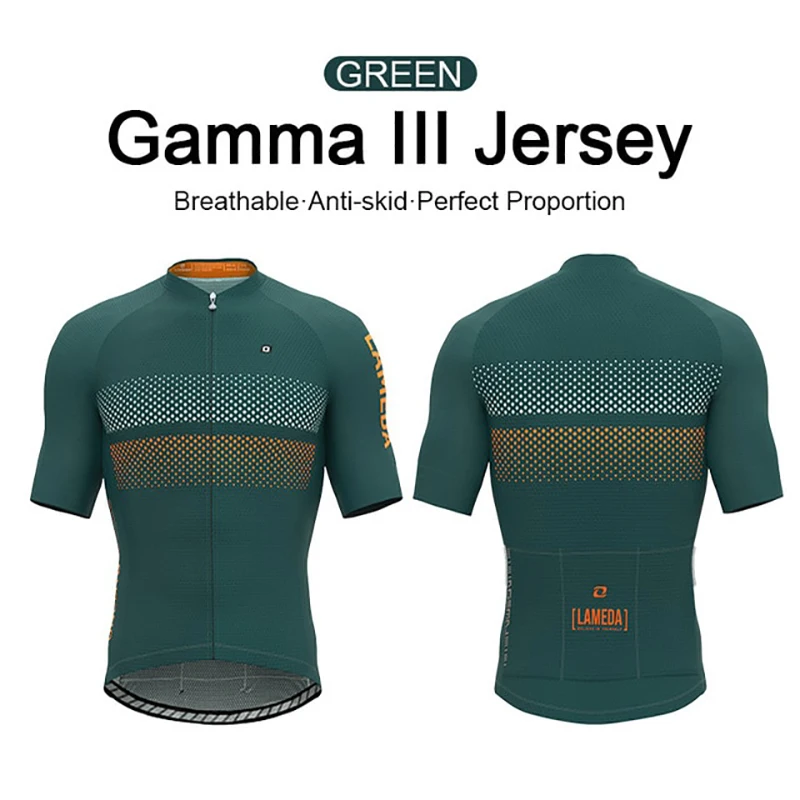thumbnail image 1 of LAMEDA Maillot de ciclismo de verano para hombre, color naranja, manga corta, ropa de equipo de MTB para hombre, maillot de bicicleta de carretera para ciclismo, ropa deportiva, 1 of 5