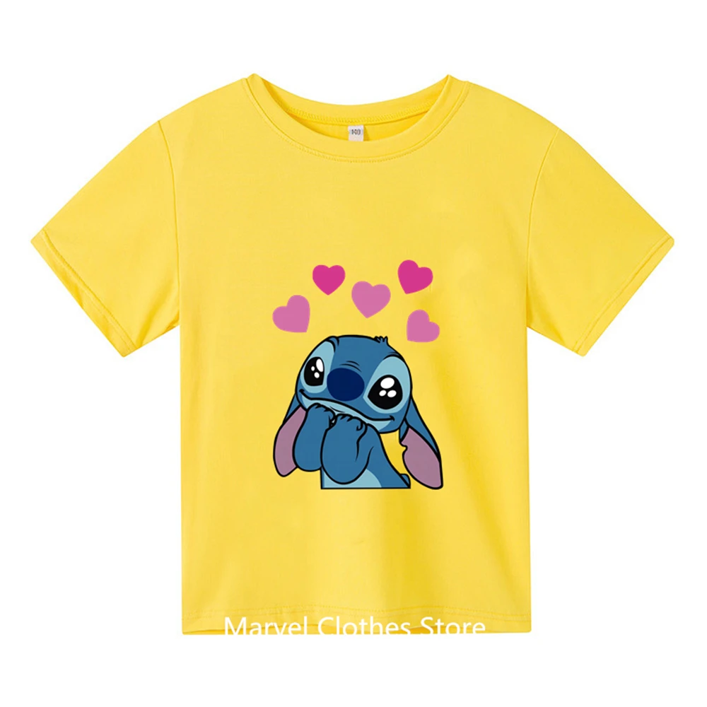 thumbnail image 1 of Nuevas camisetas blancas de verano para niños, camisetas Harajuku con estampado Kawaii de Lilo y Stitch, camisetas para niños, estilo de moda al aire libre Dropship, 1 of 4