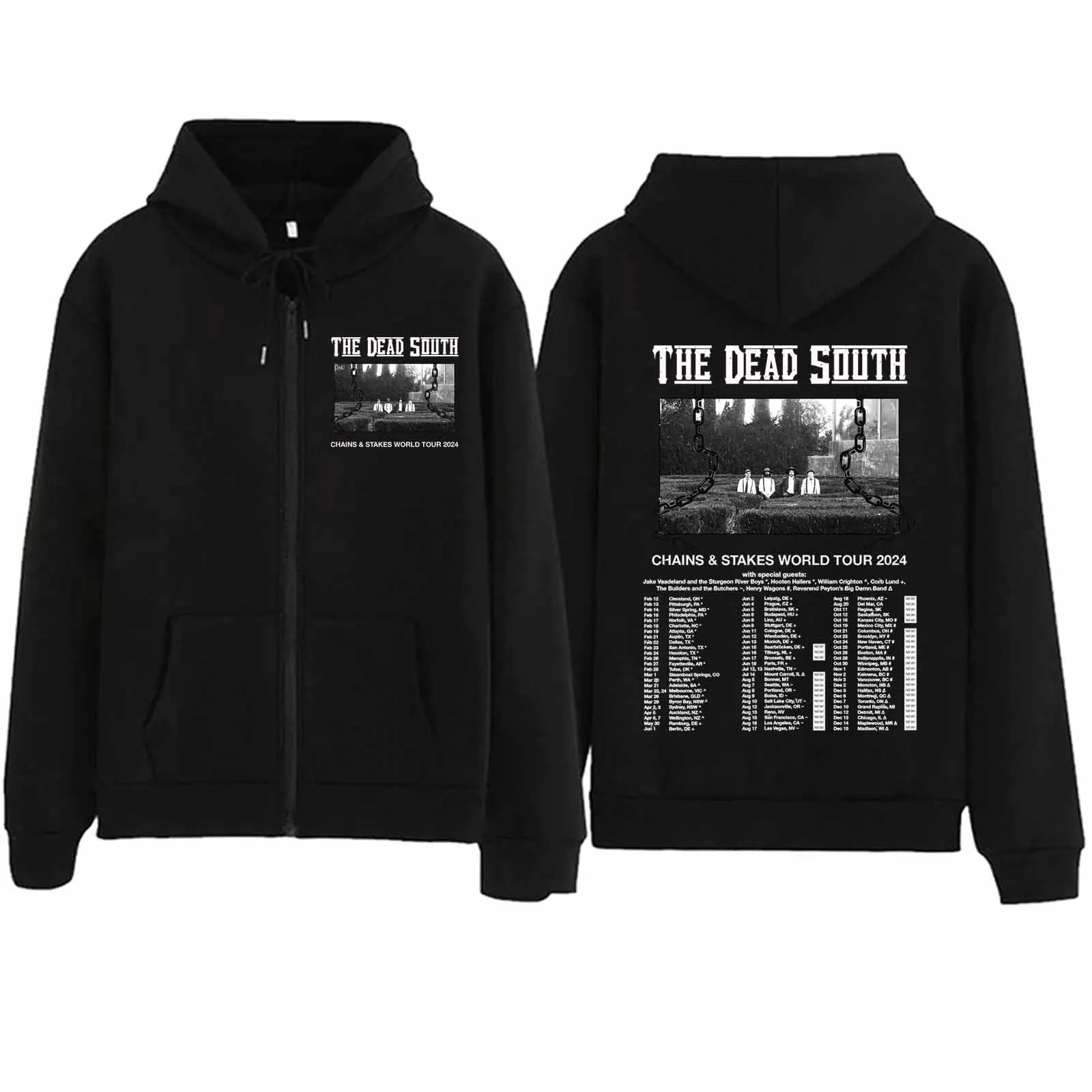 

The Dead South Chains Stakes World Tour 2024 Zipper Hoodie Harajuku Pullover Tops Sweatshirt Streetwear Fans Gift