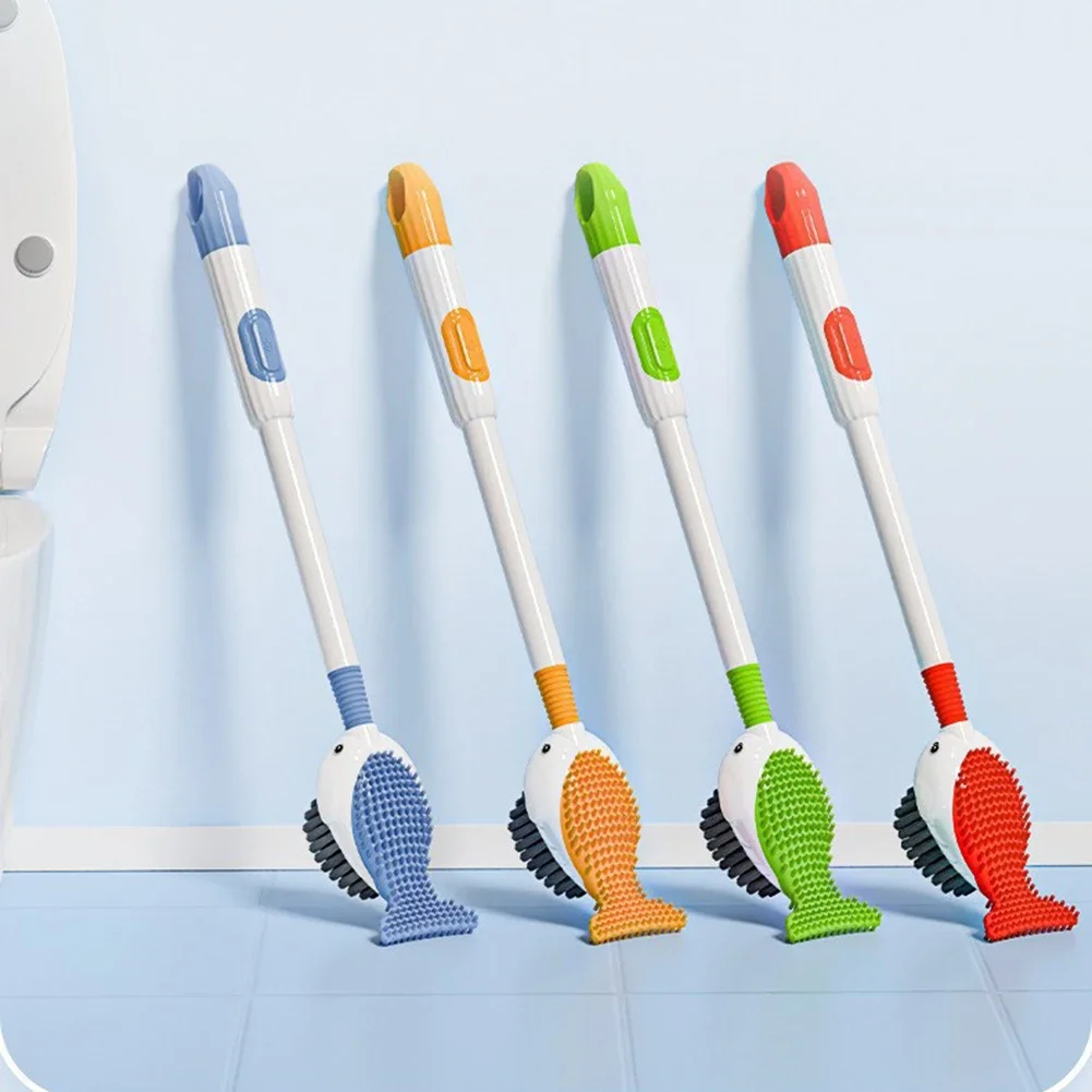 Suction Cup Toilet Brush Refillable Handle Dispenser Cartoon Animal Toilet Brush Long Handle Toilet Brush Bathroom Cleaning Tool