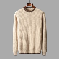 New Autumn/Winter Wave 100% Merino wool cashmere sweater men's O-neck pullover warm bottom knit shirt top 1