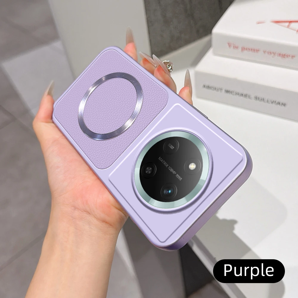 Leather Pattern Magnetic Ultra-Thin Anti-Drop Wireless Charging Case
