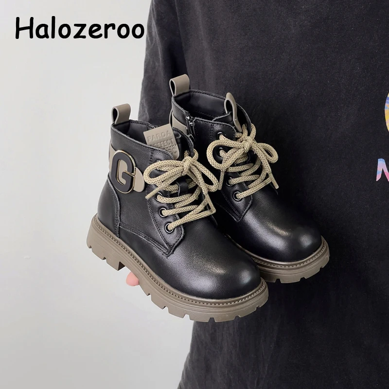 

New Autumn Kids Riding Boots Baby Girls Genuine Leather Ankle Shoes Children Brand Fashion Boots Boys Room Chukka Boots Soft