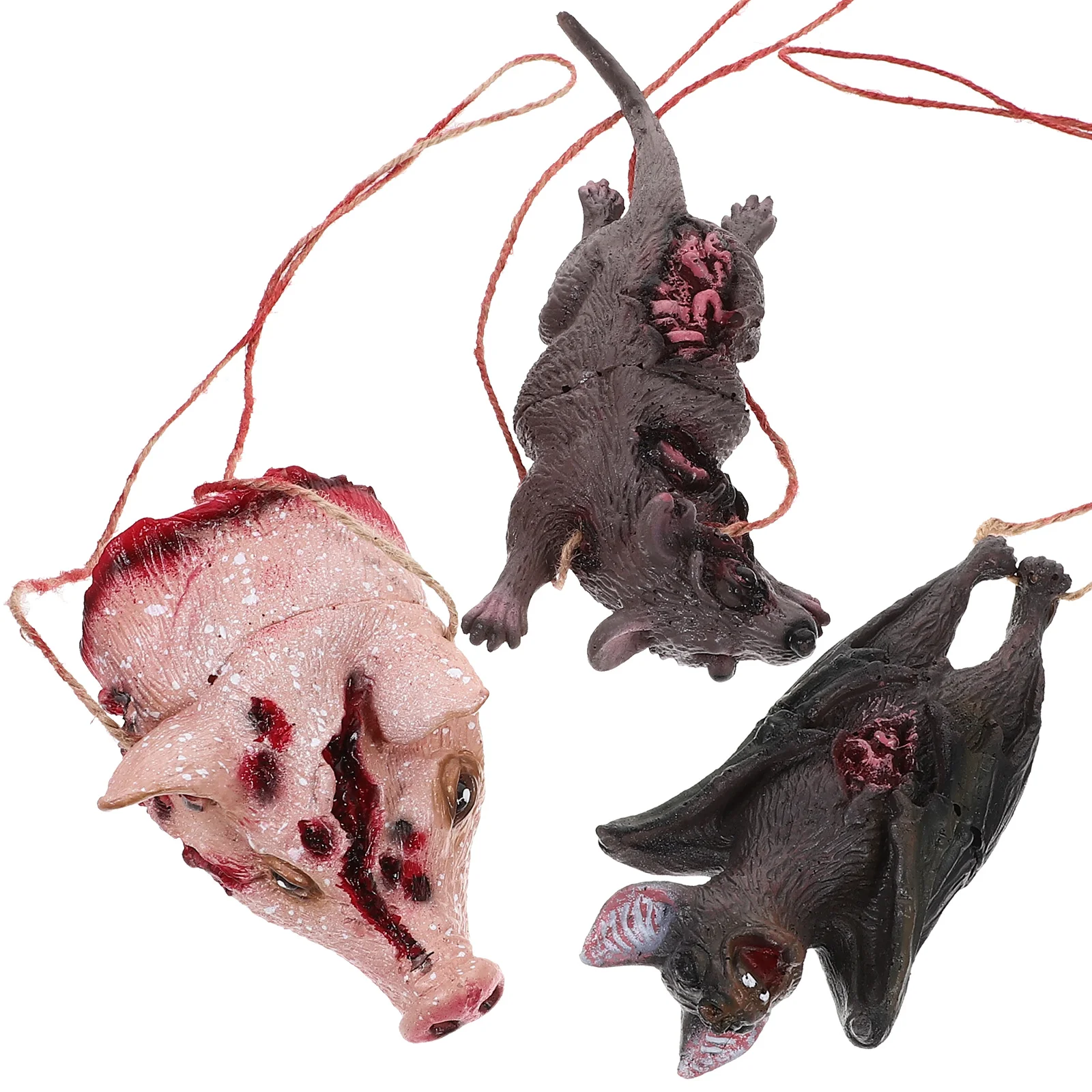 

Halloween Hanging Animals Scary Bloody Rat Mouse Pig Head Haunted House Hanging Props Spooky Animals Ornament Halloween Party