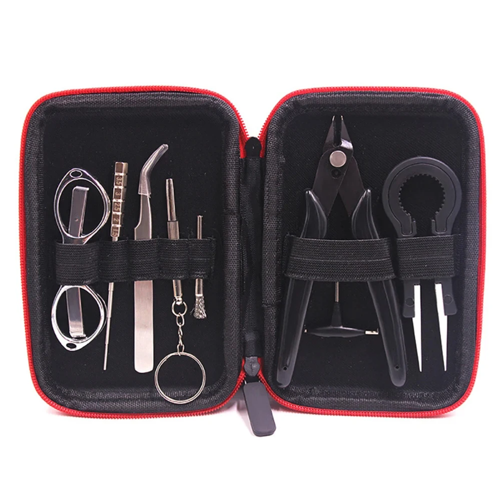 

9pcs DIY Tool Kit, Tweezers Pliers Winding Rods Screwdriver Steel Brush With Zipper Case Bag, for Home and Jewelry Repairs