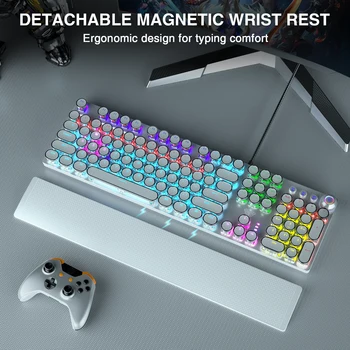 F2088 Mechanical Keyboard Round 104 keys Blue Mechanical Switch Gaming Keyboard RGB Backlit Ergonomic Design 2