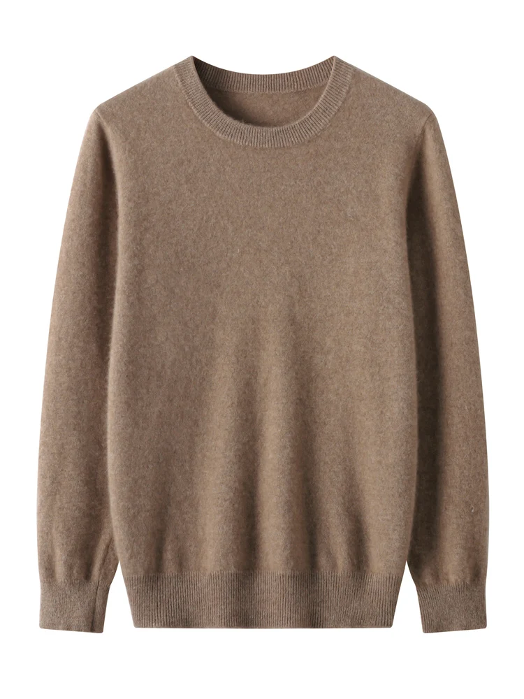 Addonee 100% Merino Wool Sweater Men's Long Sleeve Round Neck Jumper Tops Spring Autumn Winter New Solid Color Knitted Pullover